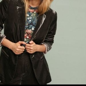 ANTHROPOLOGIE ett:twa Gallery Brown Velvet Blazer